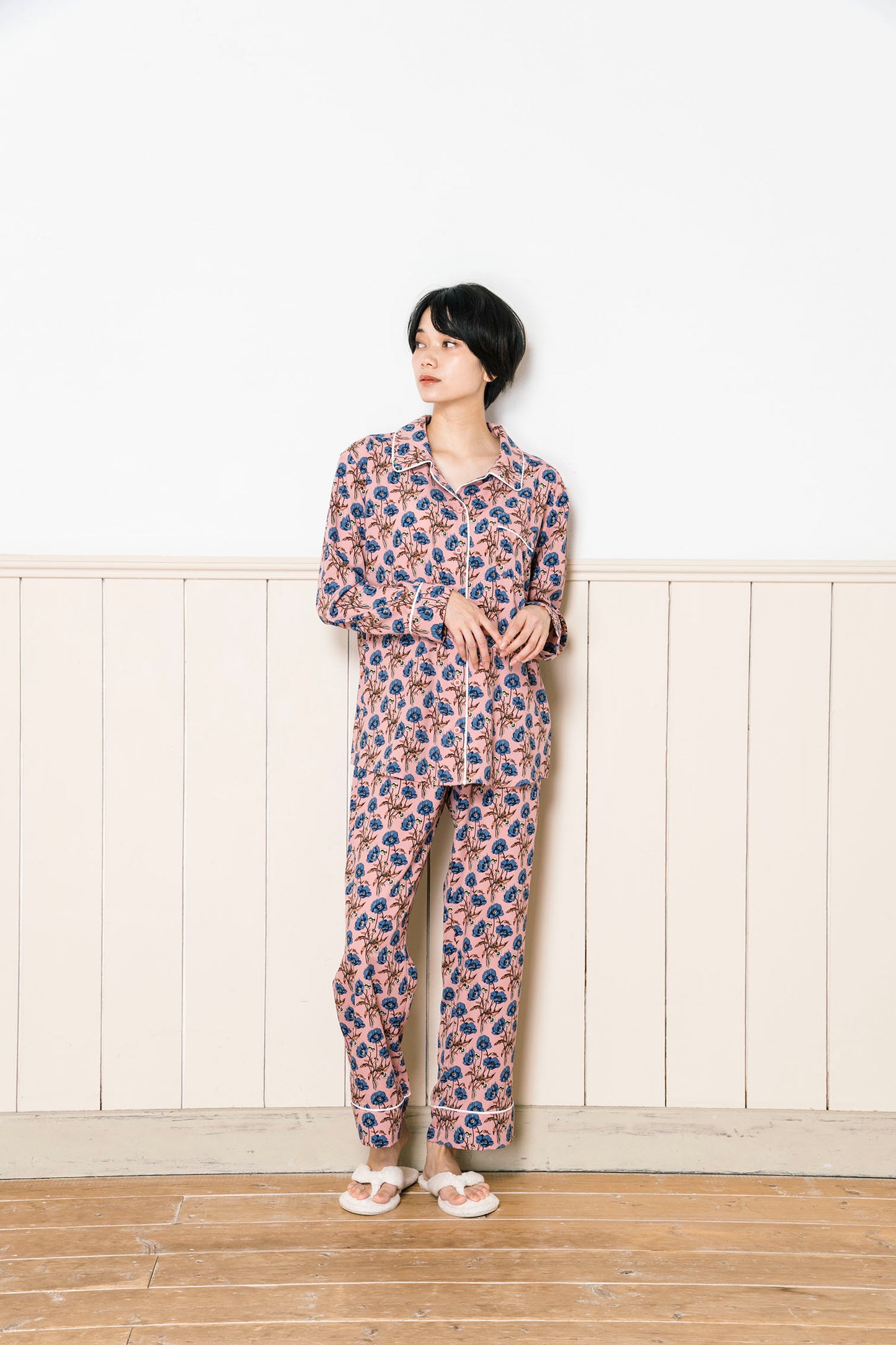 シルクタッチ アイリスフラワー 花柄パジャマ(トップス)