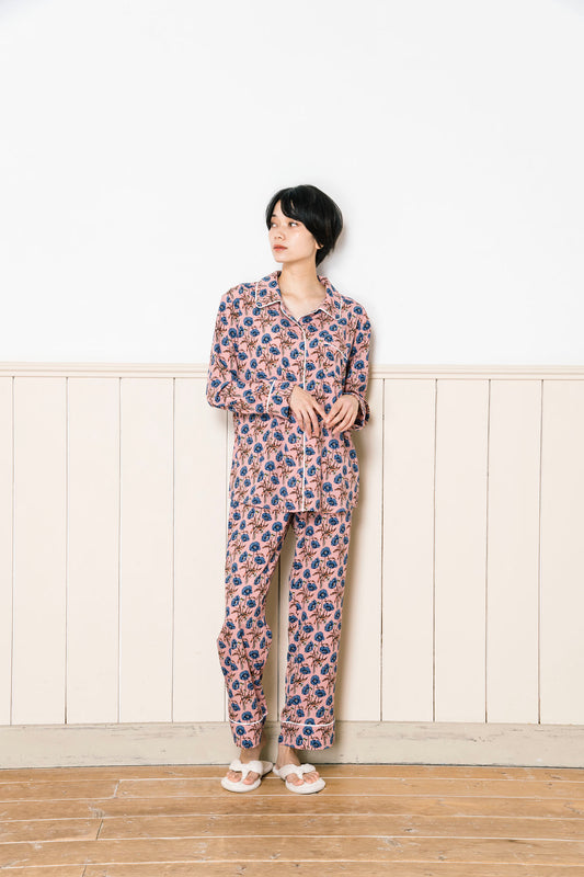 シルクタッチ アイリスフラワー 花柄パジャマ(トップス)