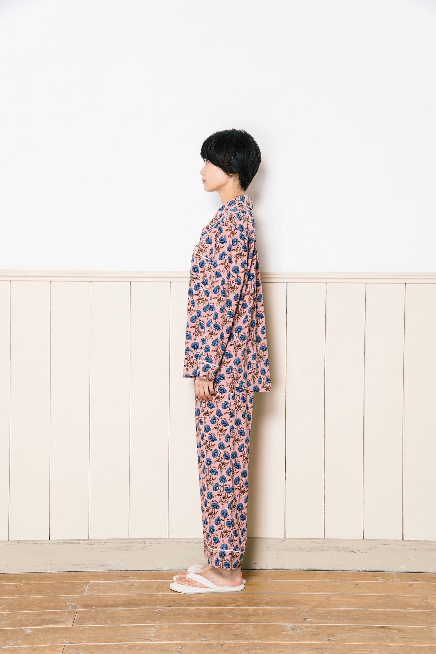 シルクタッチ アイリスフラワー 花柄パジャマ(トップス)