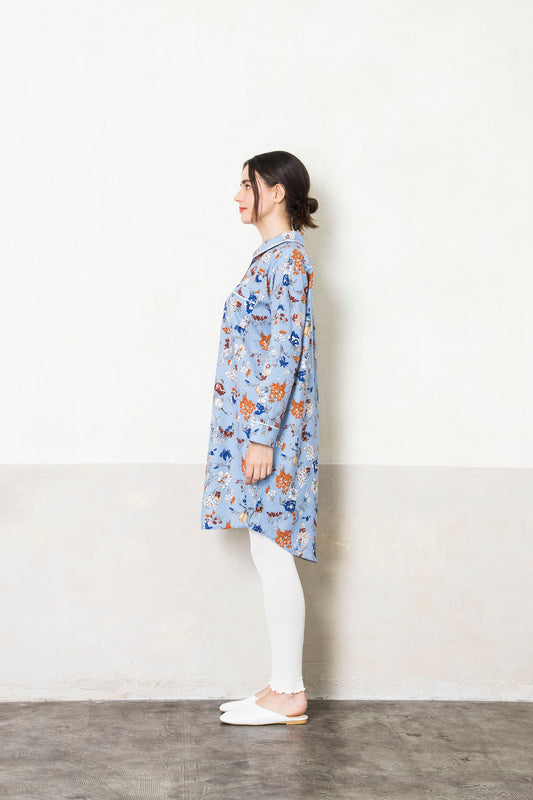 シルクタッチ サテンフラワー 花柄パジャマ(ワンピース)