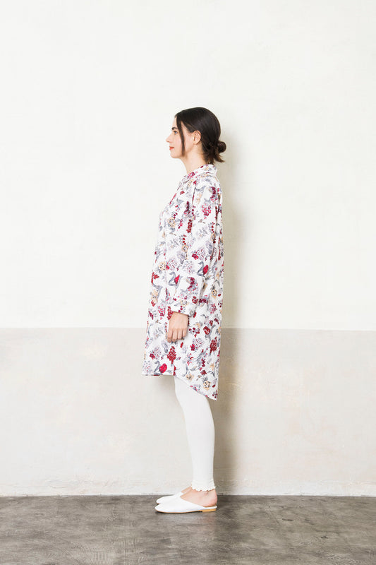 シルクタッチ サテンフラワー 花柄パジャマ(ワンピース)