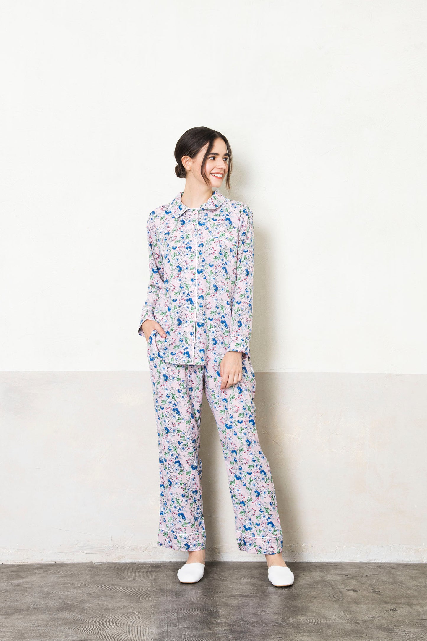 シルクタッチ アフリカンアイズ 花柄パジャマ(トップス)