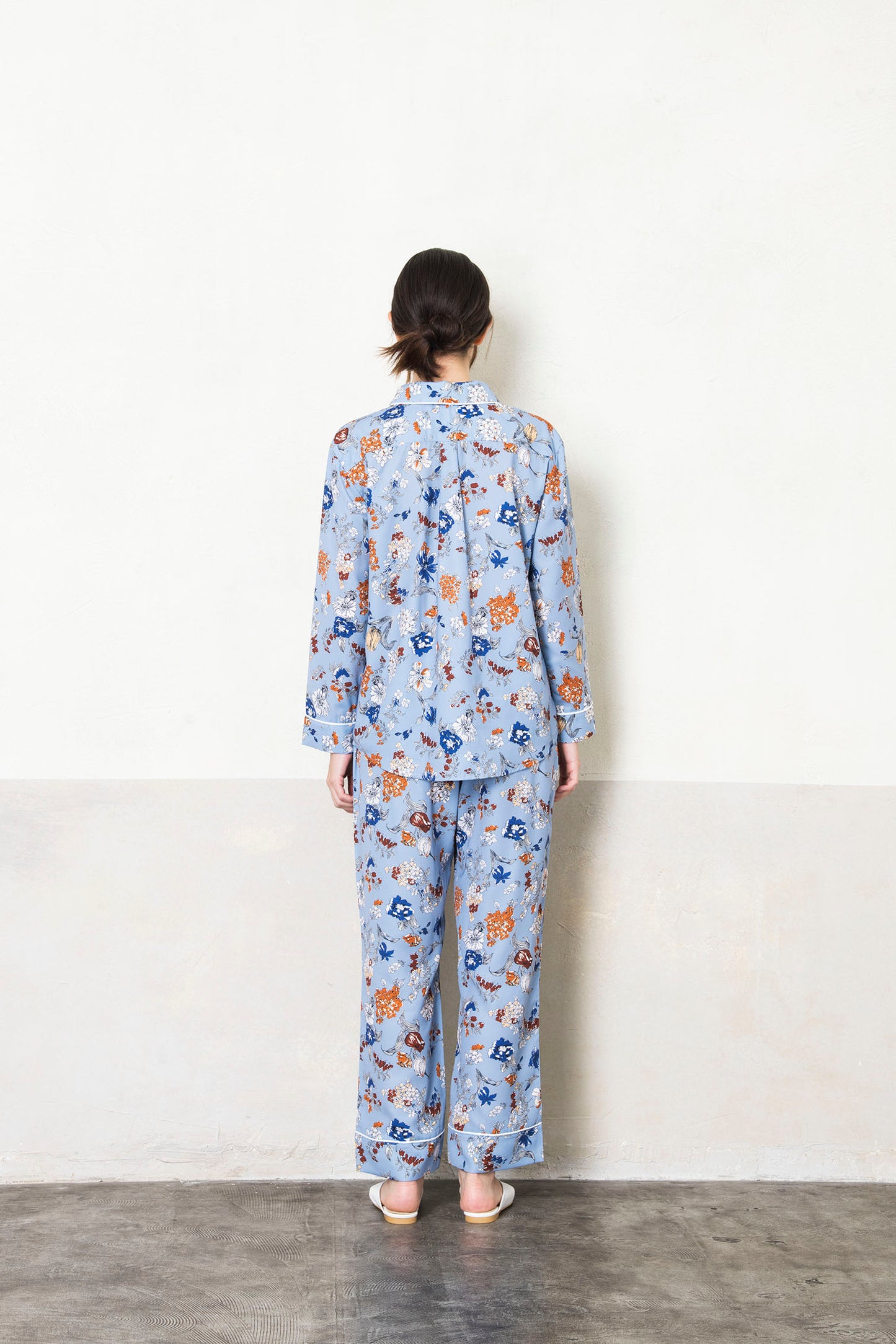 シルクタッチ サテンフラワー 花柄パジャマ(トップス)