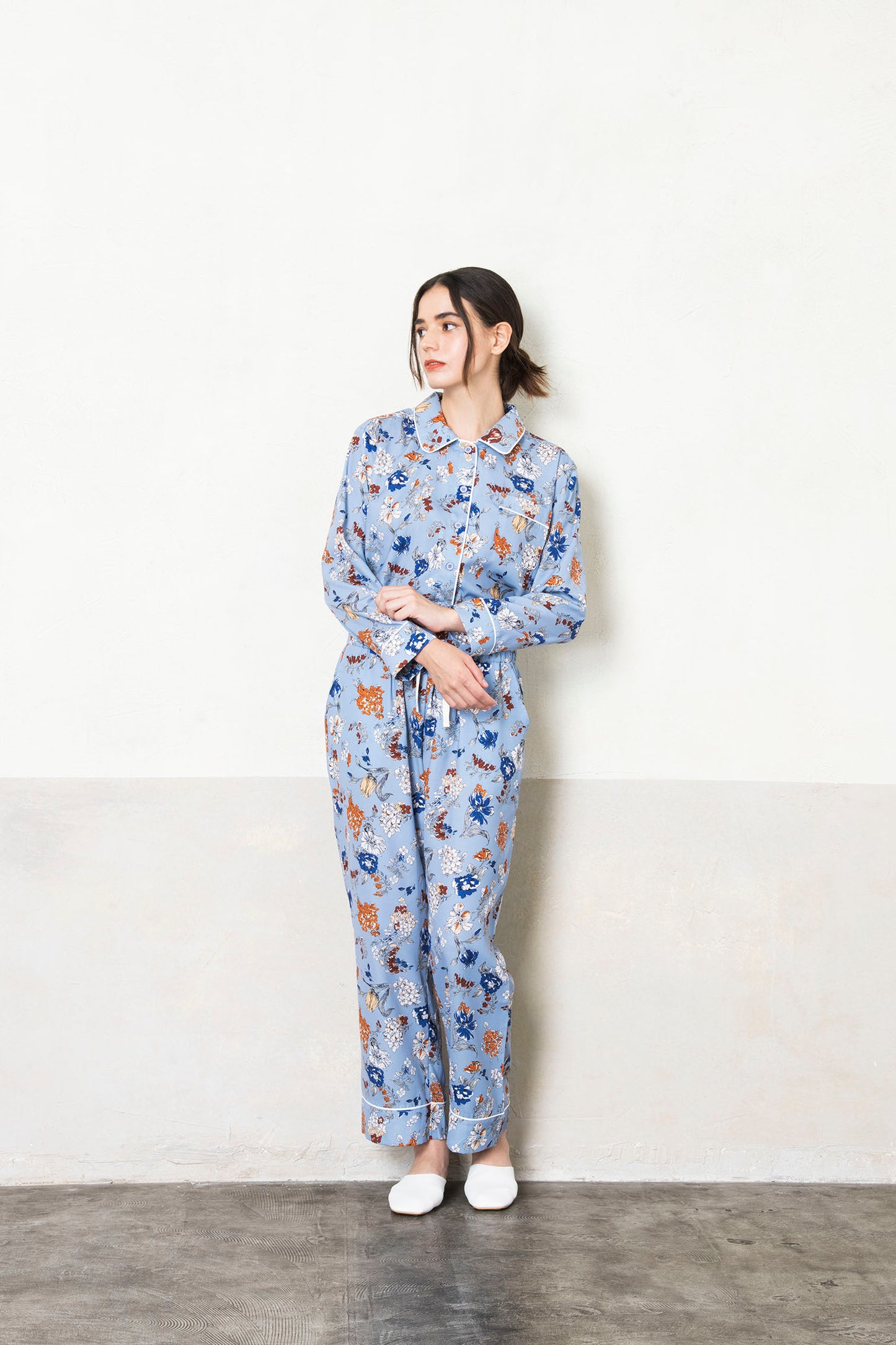 シルクタッチ サテンフラワー 花柄パジャマ(ボトムス)