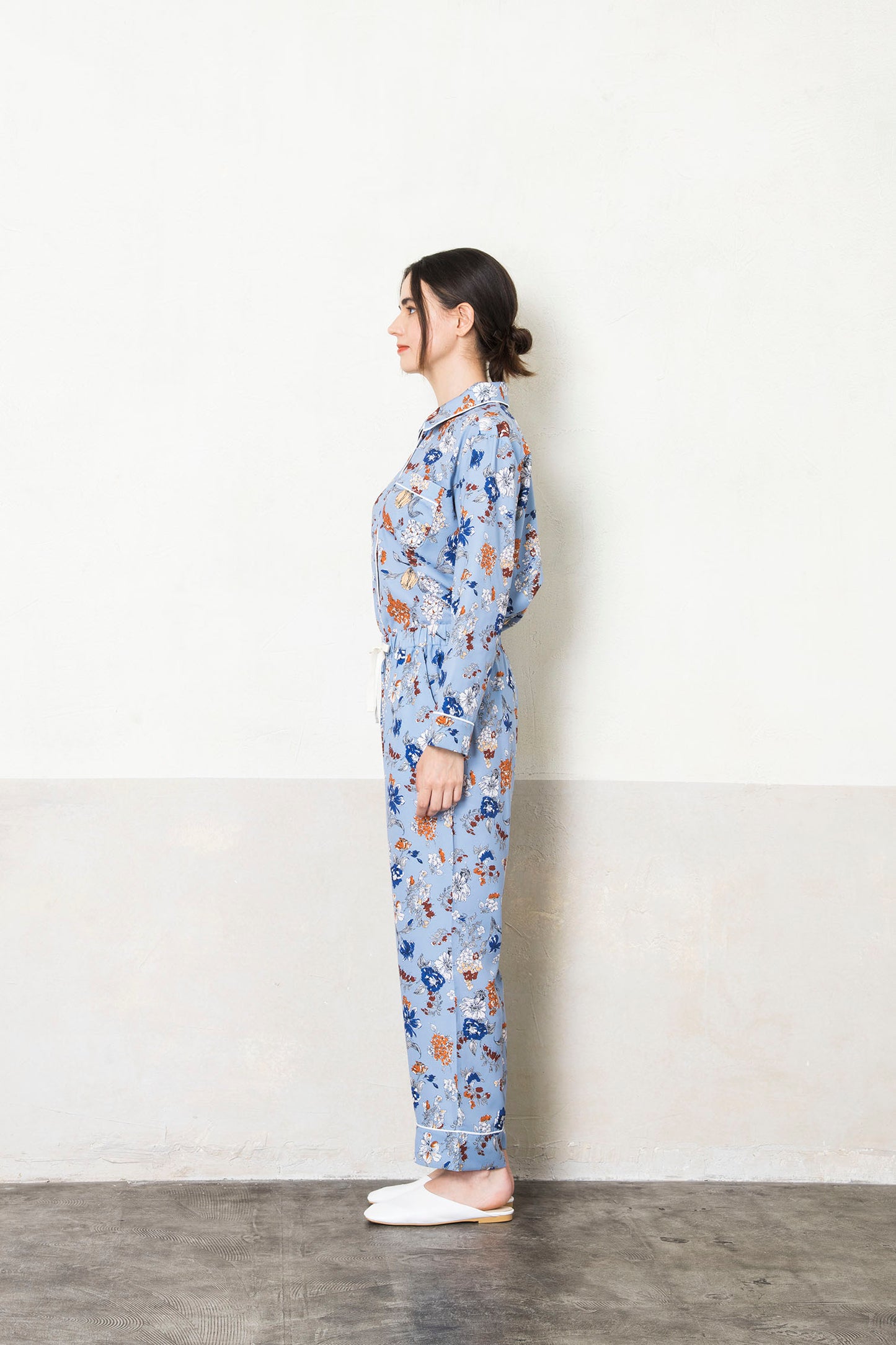 シルクタッチ サテンフラワー 花柄パジャマ(ボトムス)