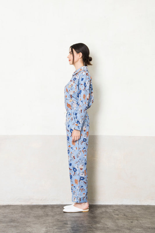 シルクタッチ サテンフラワー 花柄パジャマ(ボトムス)