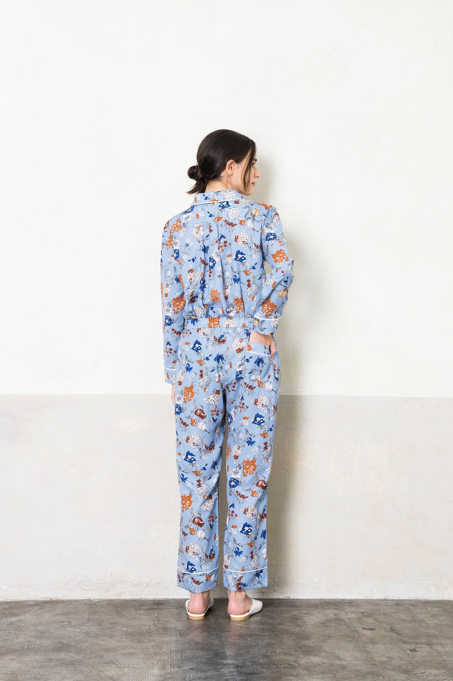 シルクタッチ サテンフラワー 花柄パジャマ(ボトムス)