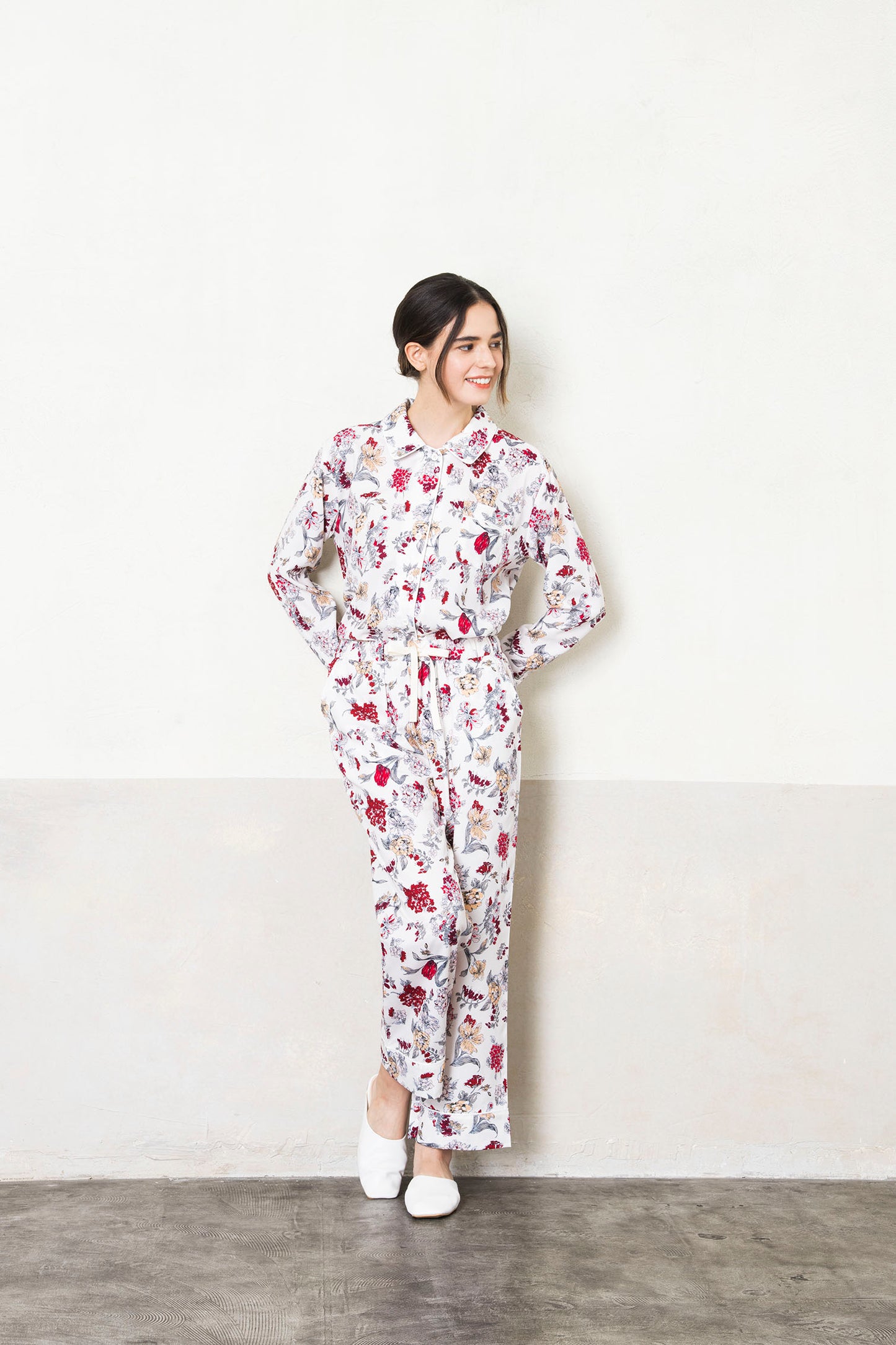 シルクタッチ サテンフラワー 花柄パジャマ(ボトムス)