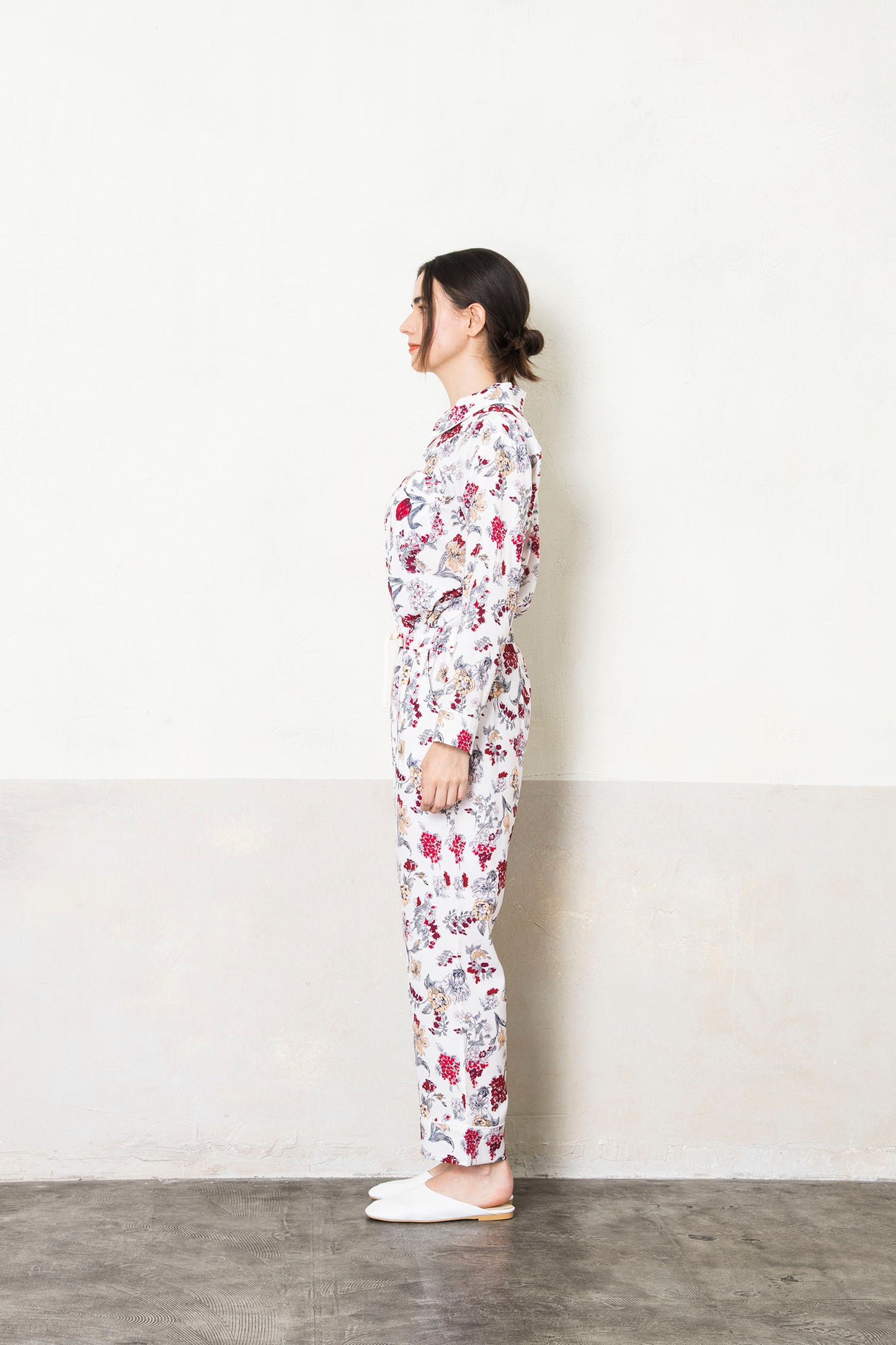 シルクタッチ サテンフラワー 花柄パジャマ(ボトムス)