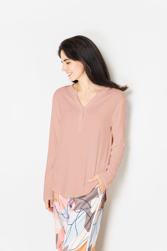 ソフトモダール ヘンリーネックTシャツ