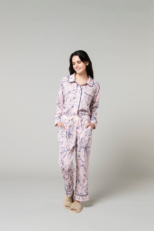 シルクタッチ オキシペタリム 花柄パジャマ(ボトムス)