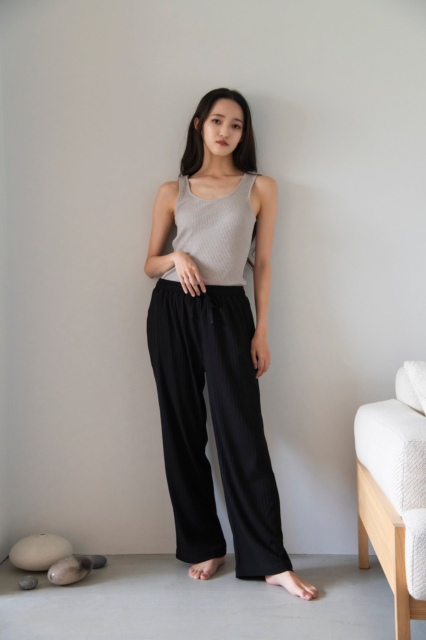 リブワイドパンツ
