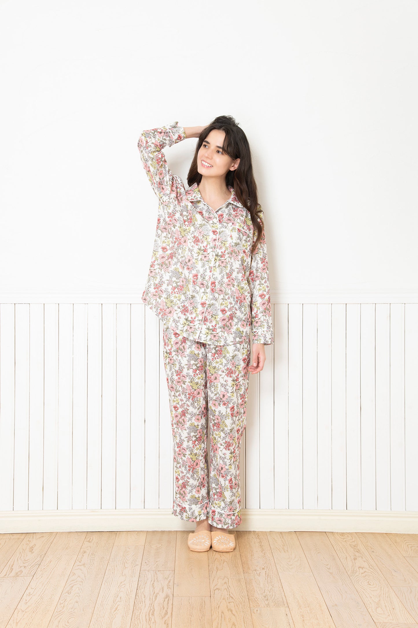 シルクタッチ メネシア 花柄パジャマ(トップス)