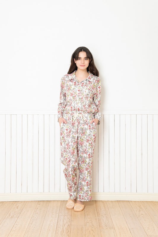 シルクタッチ メネシア 花柄パジャマ(ボトムス)