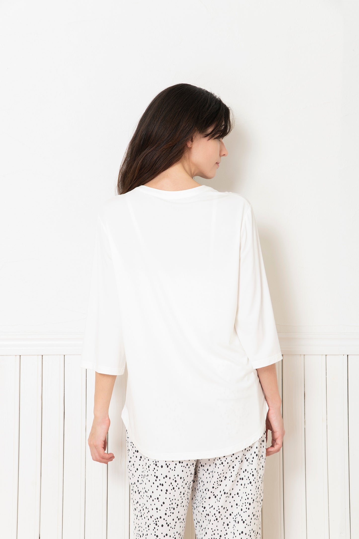 ソフトモダール ヘンリーネック半袖Tシャツ