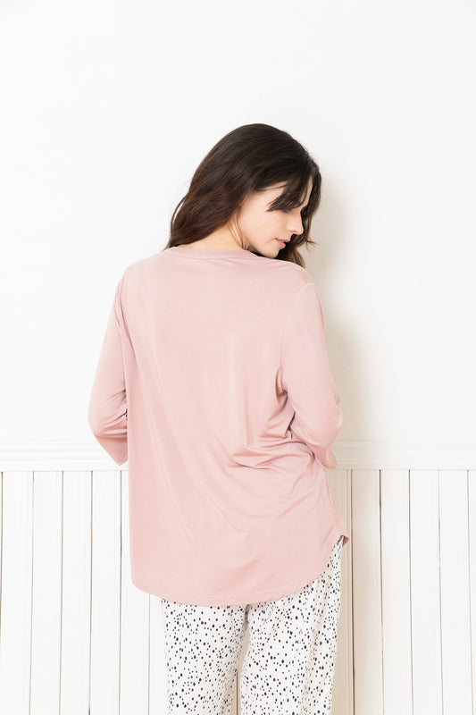 ソフトモダール ヘンリーネック半袖Tシャツ