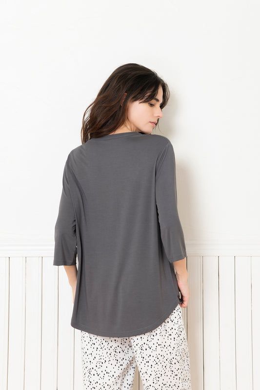 ソフトモダール ヘンリーネック半袖Tシャツ