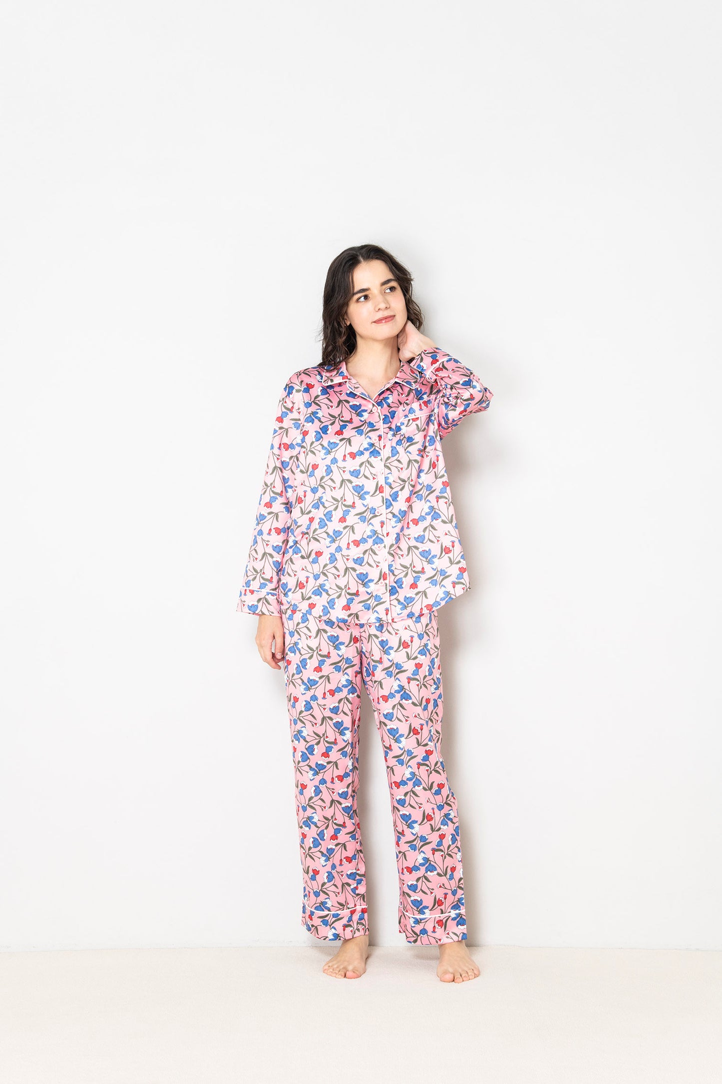 シルクタッチ サイノグラッサム 花柄パジャマ(トップス)