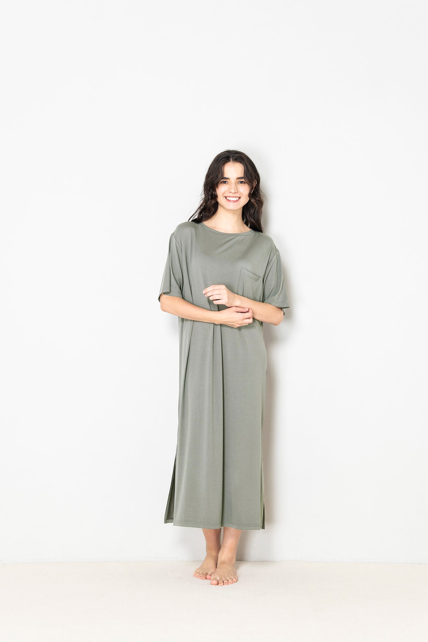 ソフトモダール Tシャツワンピース