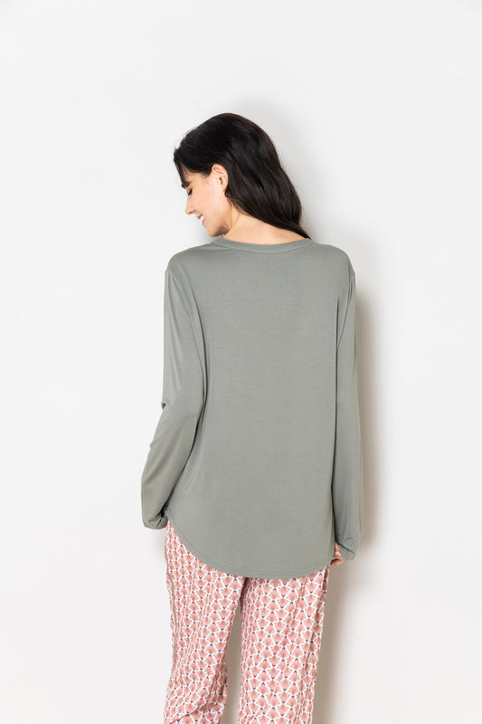 ソフトモダール ヘンリーネックTシャツ