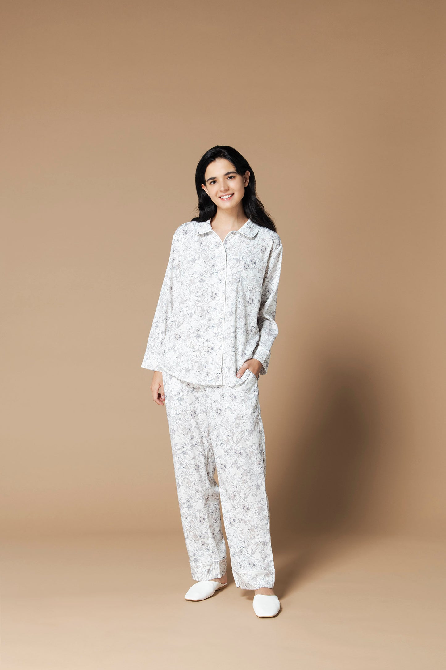 シルクタッチ アンベラタム 花柄パジャマ(トップス)