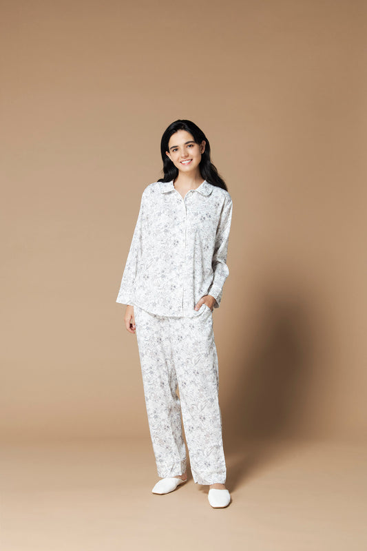 シルクタッチ アンベラタム 花柄パジャマ(トップス)