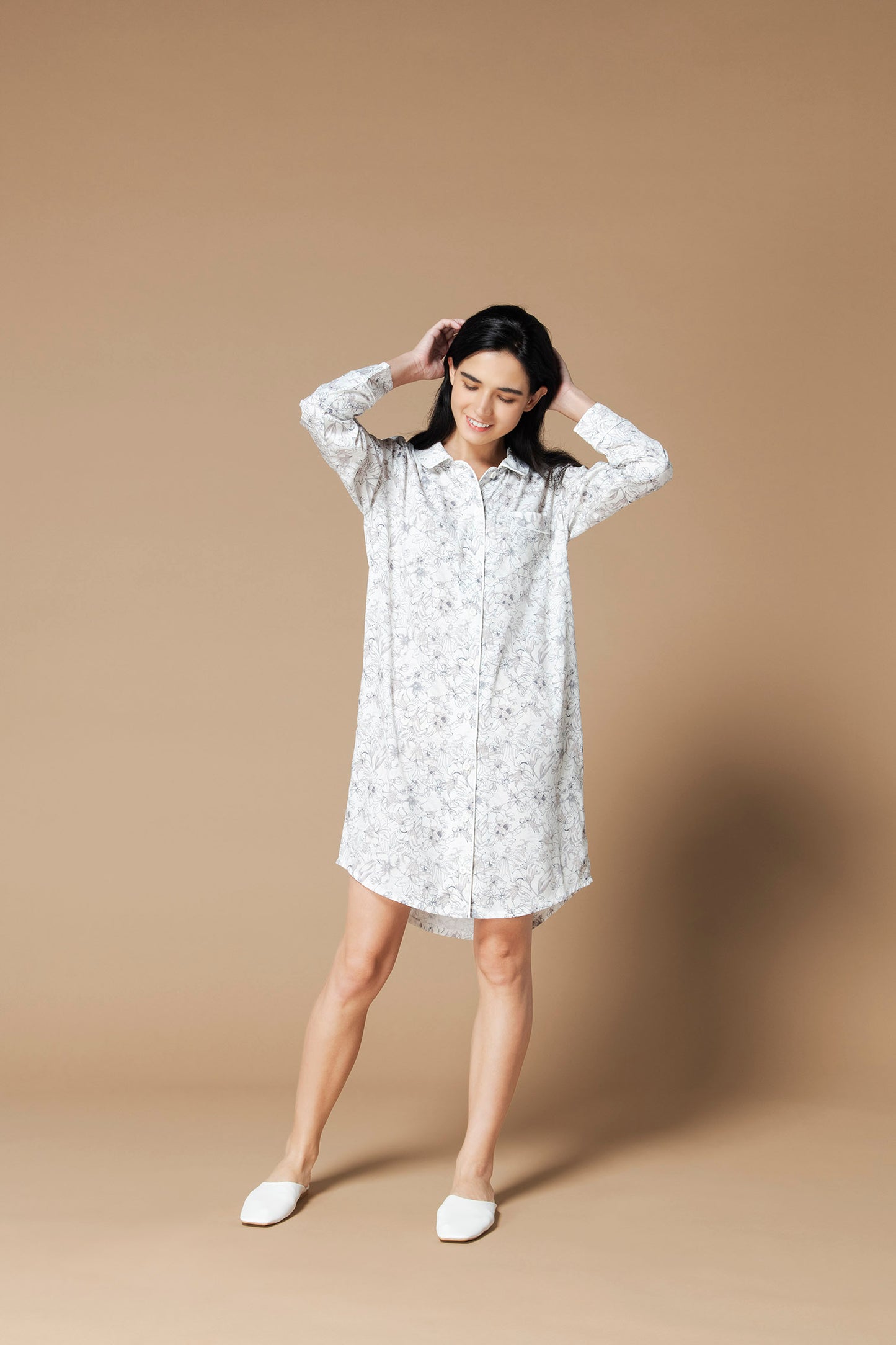 シルクタッチ アンベラタム 花柄パジャマ(ワンピース)