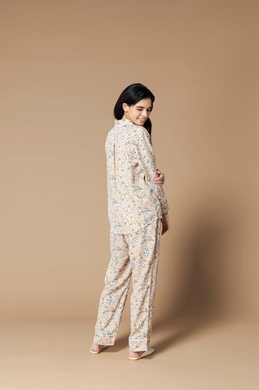 シルクタッチ レトロファリナセア 花柄パジャマ(トップス)