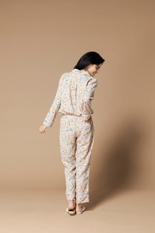 シルクタッチ レトロファリナセア 花柄パジャマ(ボトムス)