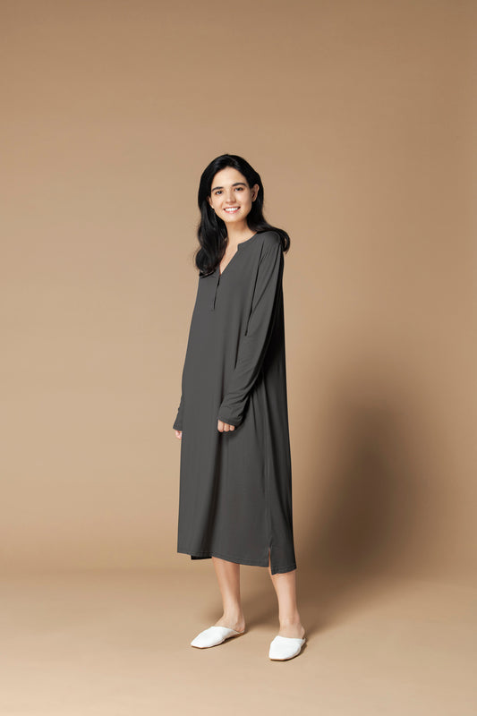 ソフトモダール ヘンリーシャツワンピース