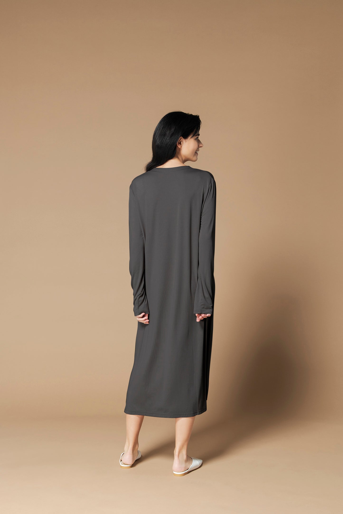 ソフトモダール ヘンリーシャツワンピース