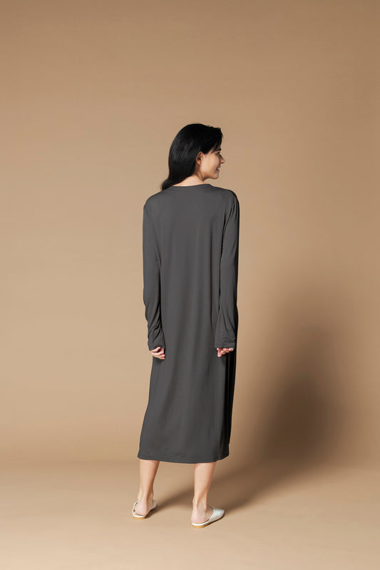 ソフトモダール ヘンリーシャツワンピース