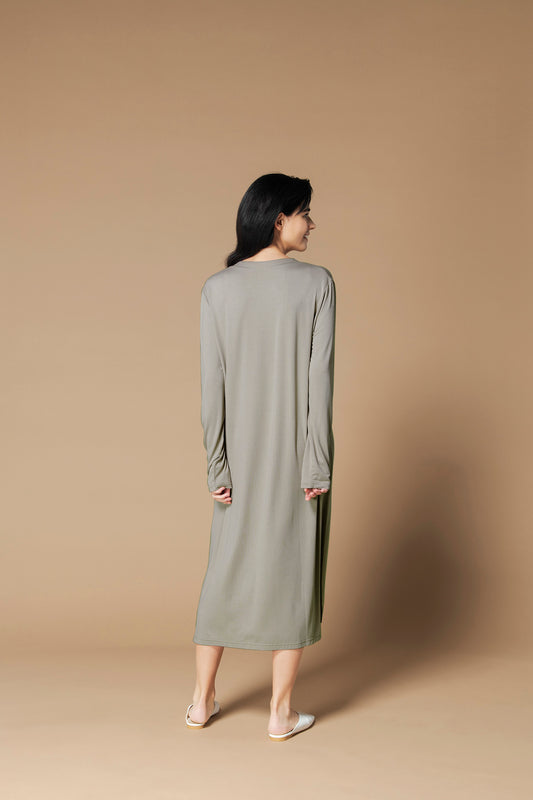 ソフトモダール ヘンリーシャツワンピース