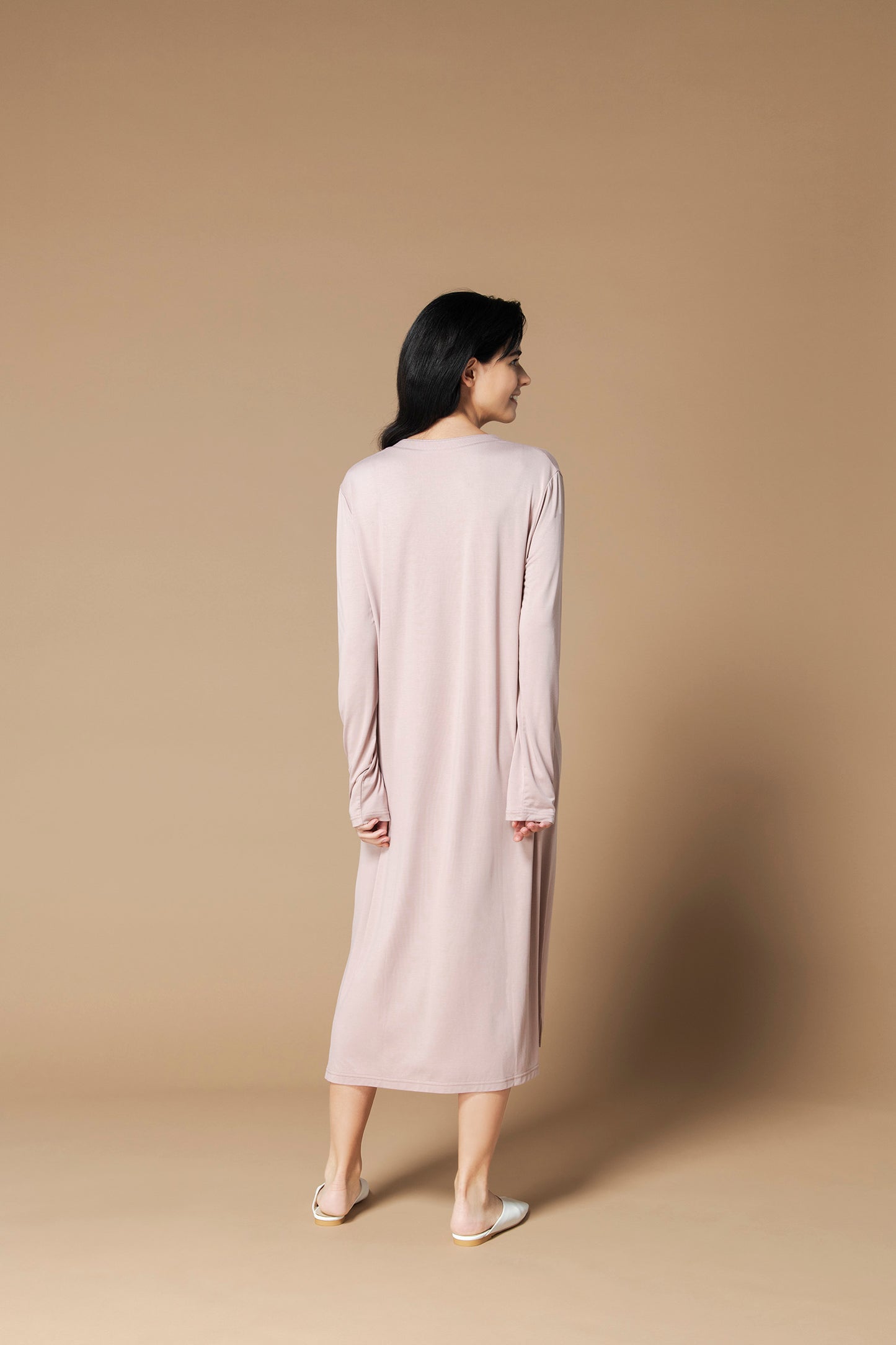 ソフトモダール ヘンリーシャツワンピース