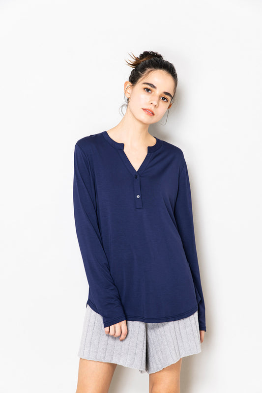 ソフトモダール ヘンリーネックTシャツ